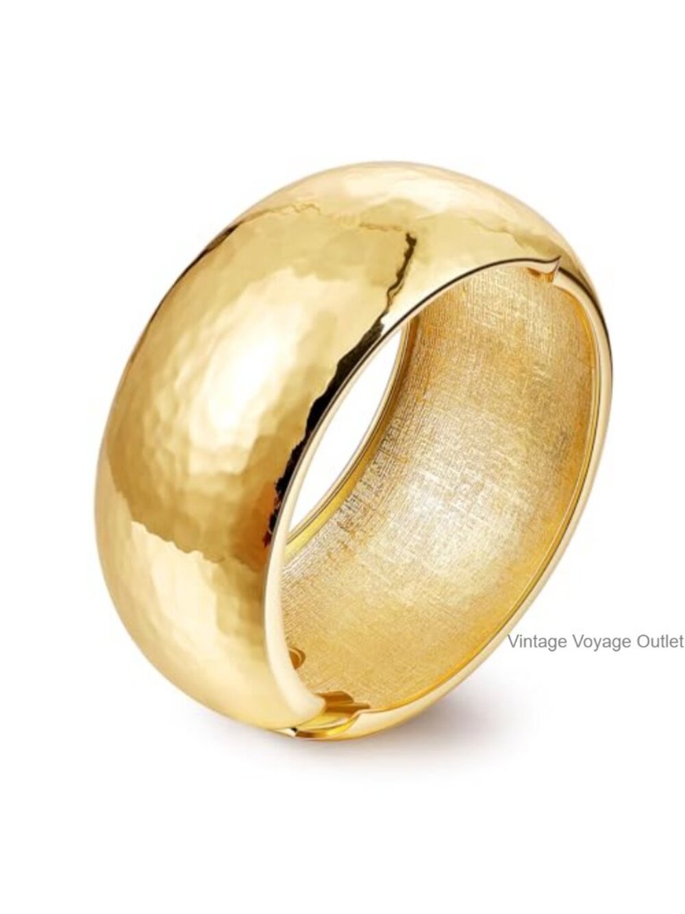 18K Gold Plated Chunky Bangle Bracelet Hammered Cuff Wide Wrist Wrap